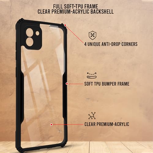 Image of Jkobi Hybrid Back Cover Case for Samsung Galaxy A03 (Shockproof with Polycarbonate Clear Panel | Professional Black)