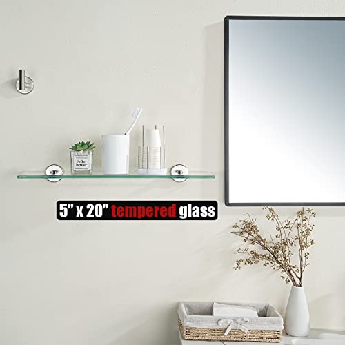 image for JQK Bathroom Glass Shelf, Tempered Glass Shower Storage 20 by 5 inches