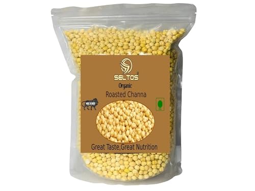 SELTOS Organics Roasted Whole Chana | Desi Chickpeas Without Husk | Unsalted & Healthy Snack | Whole Without Skin Roasted Bhuna Chana (400g) | Protein-Rich & Crunchy, (भुना हुआ चना) Bengal Gram Dal Roasted