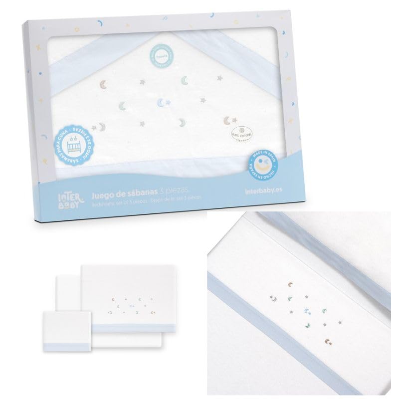 Danielstore Bebe Juego De Sábanas Franela Conjunto 3 Pcs Cuna 60X120 100% Algodón Hecho en España
