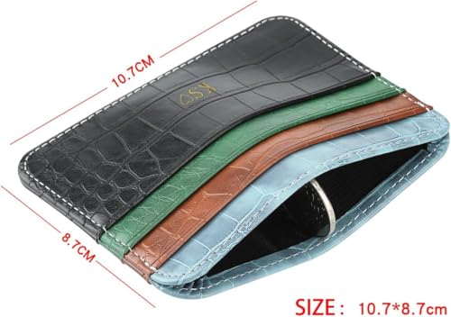 Customize Initial letters Credit Card Holder Wallet, PU Leather Ultra Slim Wallet, Thin Minimalist Credit Card Case Card Protector, Front Pocket Wallets for Men, Women (White)2