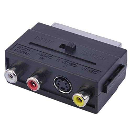 Adaptador convertidor de euroconector de 21 pines a 3RCA RGB euroconector a RCA compuesto S Video AV TV adaptador de audio Durabilidad