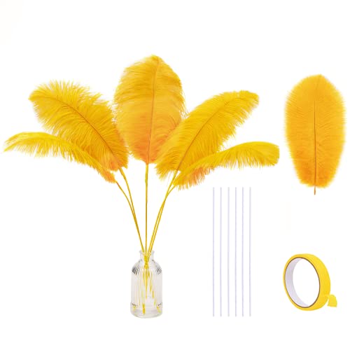 Holmgren Ostrich Feather for Centerpieces - 20pcs Making Kit 22 Inch Gold Ostrich Feathers for Vase Floral Arrangement Wedding Party Home Decorations (Luxury Gold)