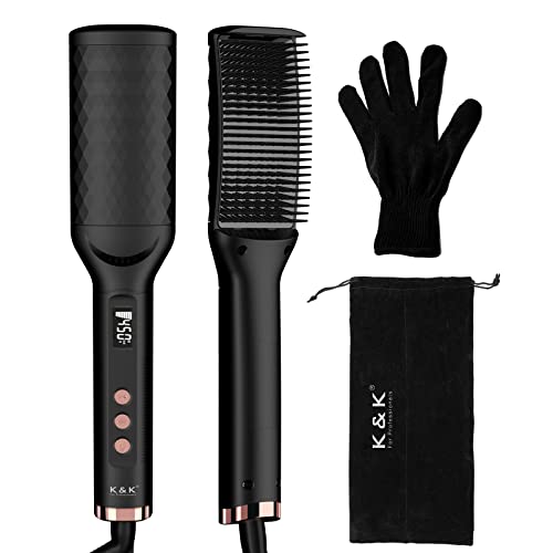 Hair Straightener Brush With Iron Electrical Heated Hair Straightening With Faster Heating Ptc Ceramic Technology Anti Scald Feature Auto-Off & Dual Voltage Portable Electric Straightening Comb #TOP16