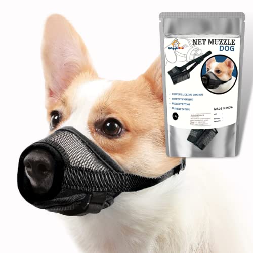 Image of Dog Net Muzzle|| Comfortable & Secure for Safe Walks & Vet Visits || Adjustable, Breathable, and Lightweight (Large)