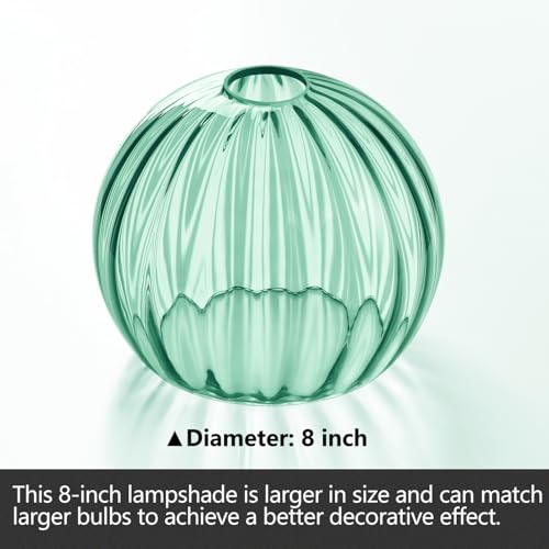 Image of Clear Glass Shade,Replacement Globe & Cover for Lighting Fixture, 8 inch Diameter, Replacement with 1.65 Inch Fitter for Wall Lamps Chandeliers or Ceiling Light (2, 8Inch - Green Glass)