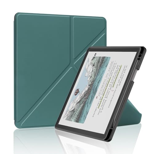 (2026発売)For New Kindle Scribe Colorsoft 2026 ケース カバー【HNWEIWEI 】 360°全面保護 11 インチ 三つ折スタンド多視角調整 PUレザー外装 裏地マイクロファイバー 磁気吸引 全面保護型 擦り傷防止 耐汚れ New Amazon Kindle Scribe Colorsoft タブレットカバー（グリーン）の商品画像（Amazon）