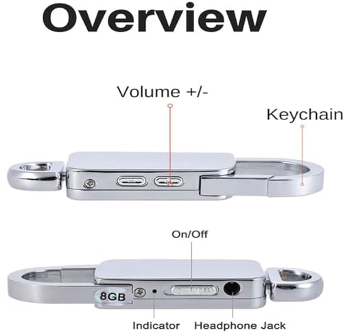Image of DDLC Mini Digital Voice Recorder 8GB in Built Memory Keychain Professional Audio MP3 Player Microphone Sound Recording (Silver 8GB Memory Recorder)