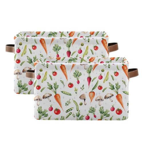 Image of Aslsiy Storage Basket Vegetables Garden-2 Nursery Bins Baby Canvas Box Clothes Shelf Basket Laundry Hampers 2 Pcs