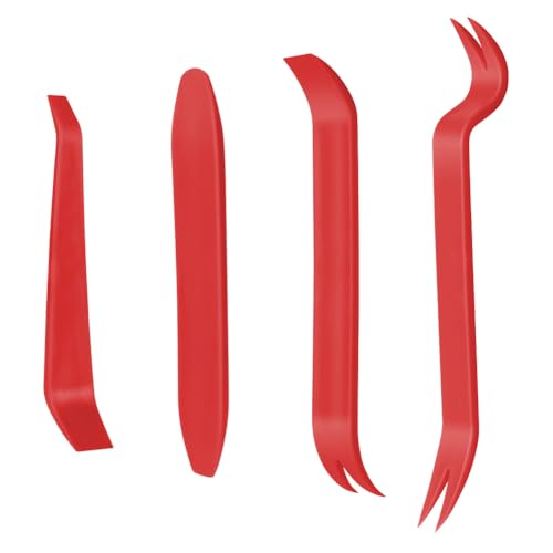 flintronic 4PCS Trim Removal Tool Car Trim Removal kit Car Radio Door Dashboard Installation Tool Kits Plastic Pry tool Automotive Panel Dash Interior Accessories Repair Mechanic Bar Scraper Red