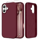 GONEZ Magnetic for iPhone 17 Case, [Compatible with MagSafe] Anti-Scratch Microfiber Lining & Screen Protector, Silicone Camera Control, Shockproof Slim Phone Cover 6.3 inch, Maroon