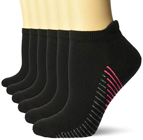 Carolina Ultimate Women's Ultra-Dri Cushion Tab Low Cut Sport Socks 6 Pair Pack Sockshosiery, black/Pink, Medium by Carolina Ultimate - Used condition - US$12.83