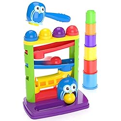 MindSprout Pound a Ball Toy for Toddlers + 6 Stacking Cups for 1 Year Old Boy & Girl Developmental Fun and Learning…