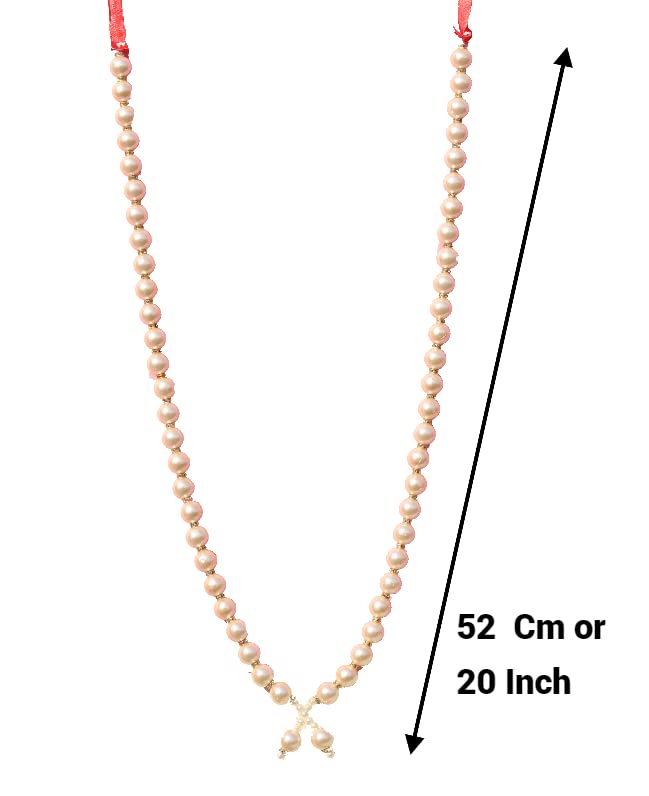 Image of Handmade Moti Mala Artificial Multicolor Pearl Garland /Moti Mala (Length -52 cm) Mala Haar for God Idol, Photos, Home & Temple Decoration 3215 (Step - 2)
