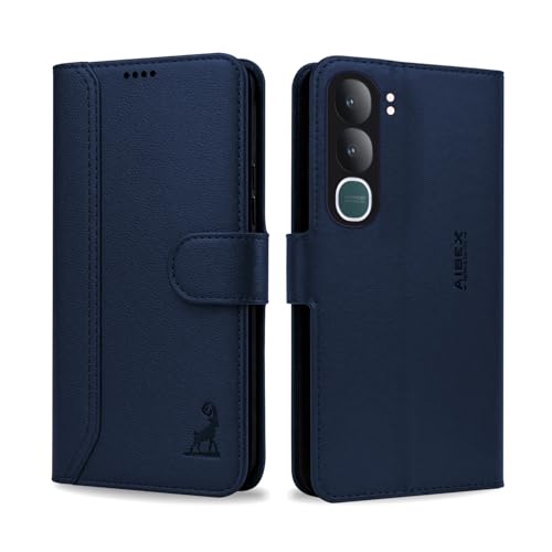 Image of AIBEX Compatible for Vivo Y31 5G | Premium PU Leather Wallet Case with Stand & Card Slots Blue