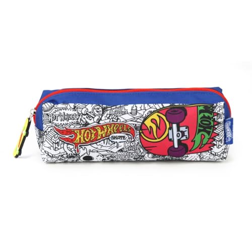 Estojo de Tecido, Hot Wheels Skate, 1 Zíper, Branco - Luxcel