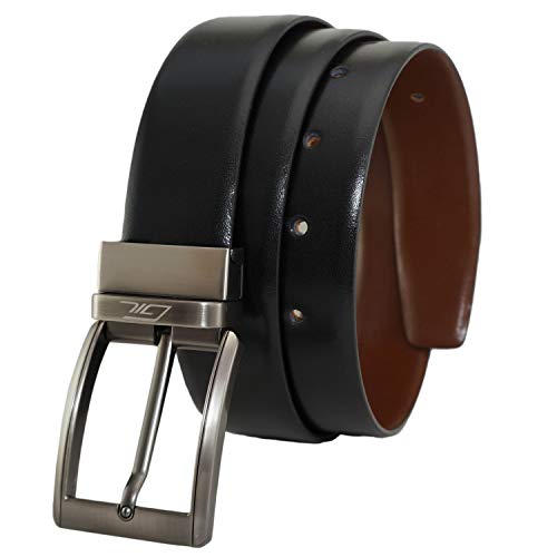 Image of GIL Men's Genuine Leather Reversible Formal Belt | Black & Brown Dual-Side | Adjustable with Rotating Buckle | Stylish & Durable for Office and Casual Wear 35mm