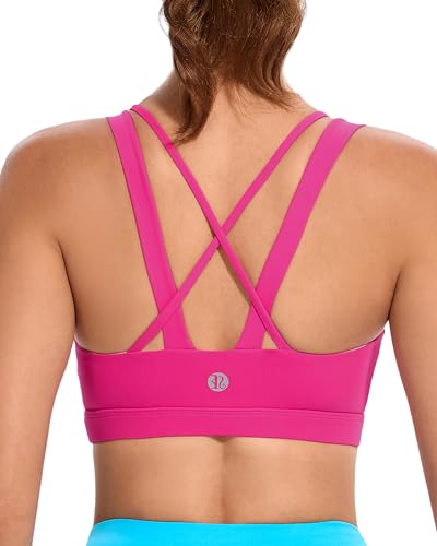 Image of RUNNING GIRL Sports Bras for Women,Padded Strappy Sports Bras Criss-Cross Back Medium Support Sports Bras with Removable Cups