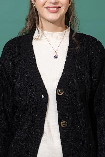 Image of Women Woolen V Neck Casual Wear Stylish 3 Button Cardigan Sweaters for Winter Season