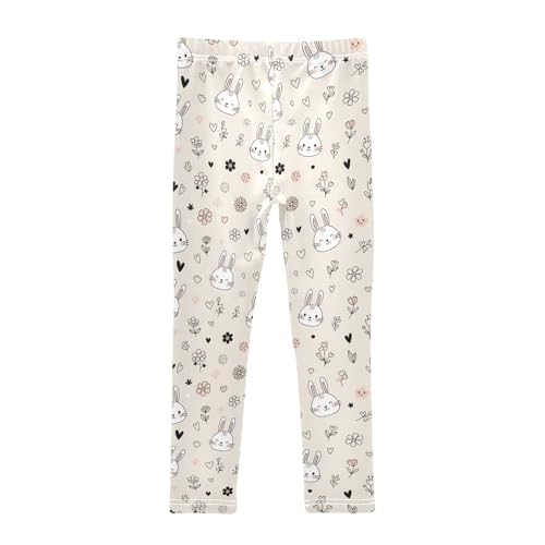 Girls Leggings Size 4T Rabbit Cute Flower Breathable Stretchy Tights Girl Yoga Pants for Dance Running2