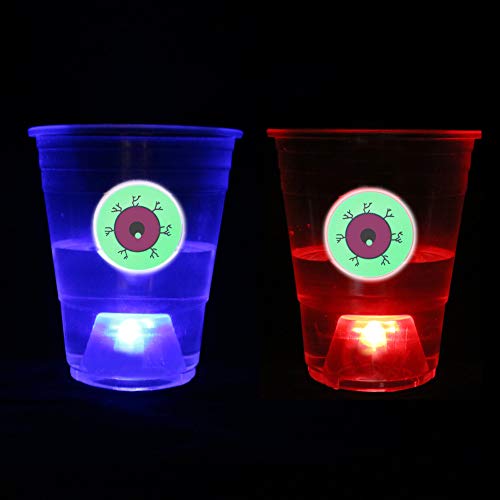 Ahuimeius Halloween The Dark Beer Pong Set,Beer Pong Party Cup Set, LED Beer Pong Cups and Glow-in-The-Dark Balls,22 Set - Thumbnail 2