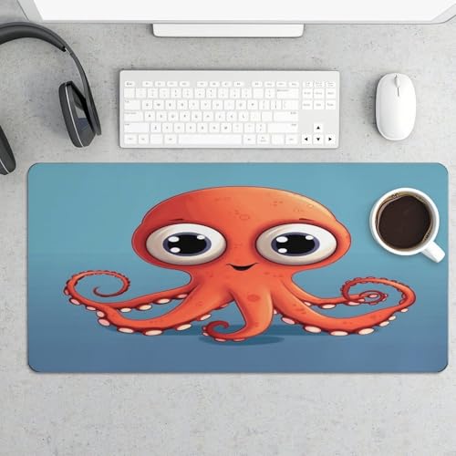 Alfombrilla de escritorio roja pulpo grande 30x60 cm miniatura 5