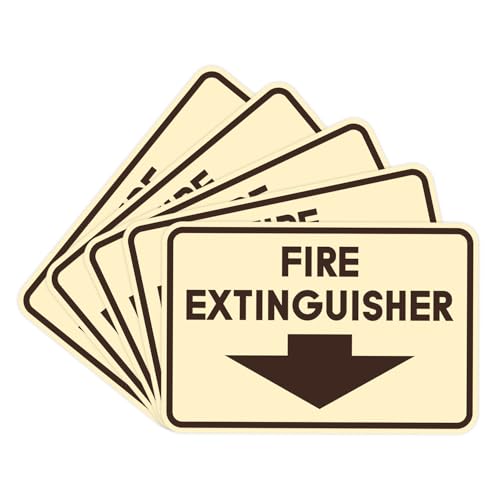 Image of Signs ByLITA Classic Framed Fire Extinguisher (Ivory /Dark Brown) - Small 5 Pack