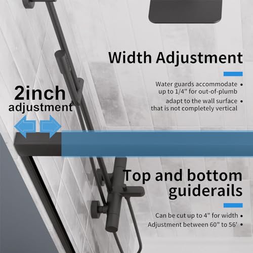 Royal Guard Shower Door,Royal Guard 44-48 Inch W X 70 Inch H Semi-Frameless Double Sliding Glass Shower Door With 1/4'' (6Mm) Clear Sgcc Tempered Glass,Bypass Shower Enclosure,Matte Black thumb #5