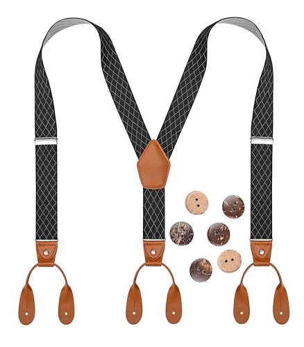 Image of Suspenders for Men Button End Adjustable Y-Back Elastic 47 Inches