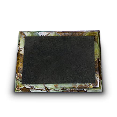Tabla de cortar rectangular de mármol Multi Green de 16"x12"x0.75" - Superficie para repostería y bandeja para amasar, con bordes hechos a mano y base antideslizante miniatura 3