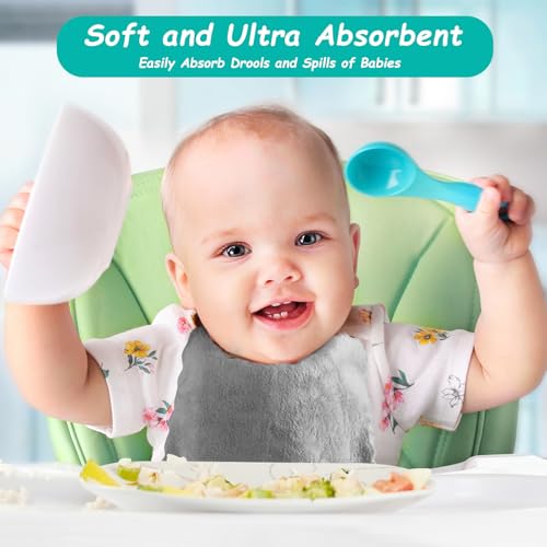 Image of HOMEXCEL Baby Washcloths 12 Pack-Microfiber Coral Fleece Baby Bath Face Towel 7 x 9 Inch Extra Absorbent Soft Burp Cloth and Wash Cloths for Newborn-Infants and Toddlers-Gentle On Sensitive Skin,Grey
