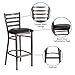Flash Furniture HERCULES Series Clear Coated Ladder Back Metal Restaurant Barstool - Black Vinyl Seat (Pack of 1)