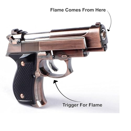 Image of Heavy Metal Full Cock Pistol Gun Lighter with Windproof Flame Gun Design Pocket Size Lighter with Adjustable Flame Feature Pocket Pocket Lighter (Silver)