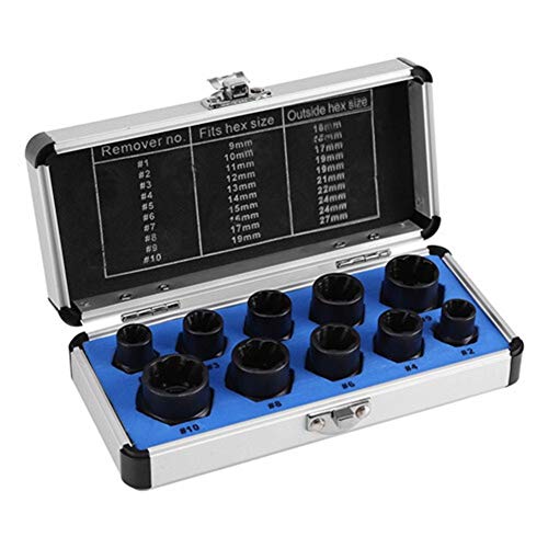 YyDDs Universal Tools 2 Kinds 10pcs/Set Damaged Bolts Nuts Screws Remover Extractor Removal Tools Set Threading Tool Kit Hand Tools Set (Color : Red Silver Tone)