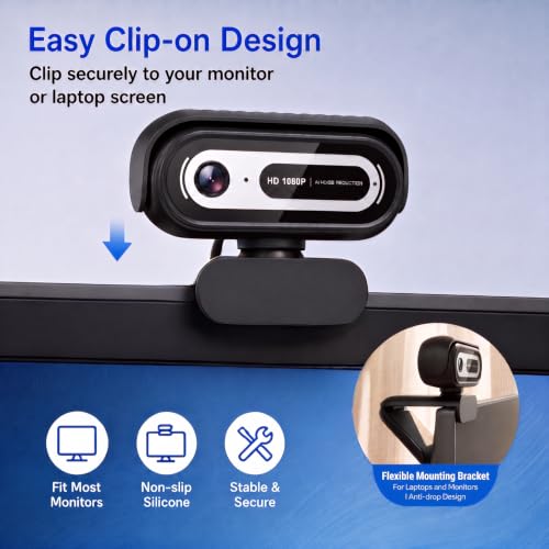 Sihynson 1080P Webcam for PC,90°FOV Web Camera with Noise-Canceling Microphone, USB Plug-and-Play Computer Camera, 30FPS &Privacy Cover Web Cam for Online Calling/Conferencing, Laptop/PC - image 6