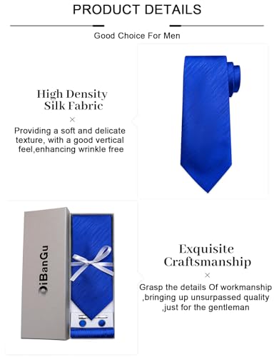 Image of DiBanGu Mens Striped Tie Silk Woven Necktie and Pocket Square Cufflinks Tie Clip Set Wedding Business Formal Gift Tie for Men