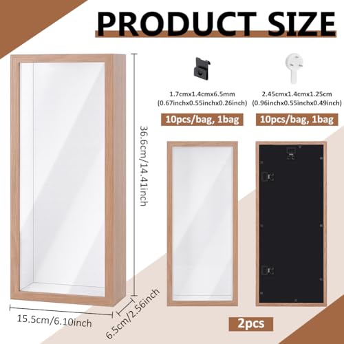 2 cajas de sombra INTERWARM de 36.6x15.5 cm con marco de MDF rectangular y ganchos 3