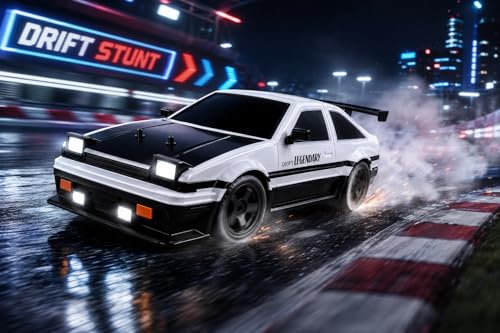 Image of 1:16 RC Drift Car, 2.4GHz Remote Control Racing Car with LED Lights, Rechargeable Battery, USB Charging, 4 Spare Drift Tires, High Speed Toy for Kids, Boys & Girls