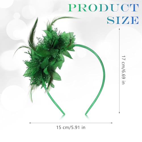 MWOOT Feather Headband, Artificial Flower Feathered Headpiece, Green Roaring 20s Fascinators for Women 1920s Feather Headwear - Image 3