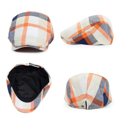 Image of 3Pcs Men's Newsboy Caps Cotton Cooling Hat Adjustable Flat Cap for Men