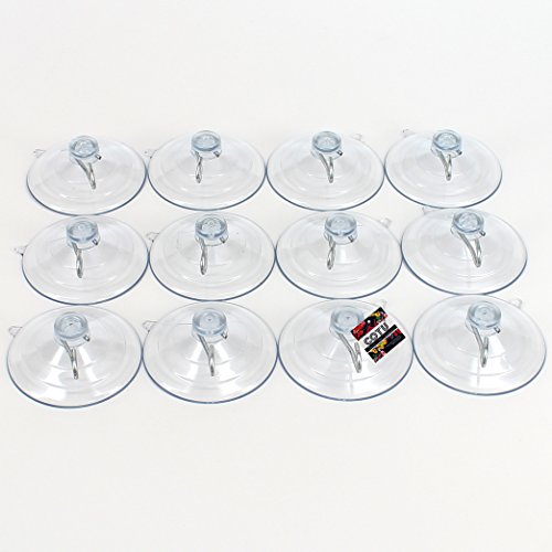COTU 12 Pack 2 1/2 inch Strong Suction Cup Hooks (R) - Made in USA (Holds up to 8 lbs per Suction Cup)