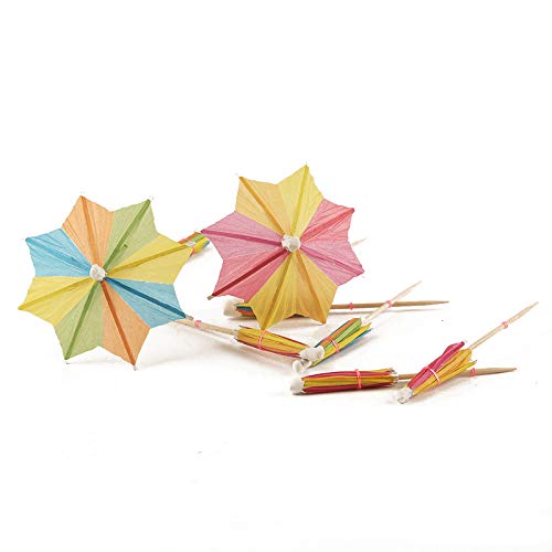 144 Pcs Handmade Umbrella Picks Cocktail Sticks for Tropical Drink Pool Party Decorations, Star Shape