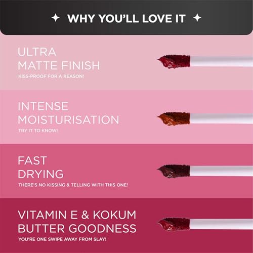 Image of Bella Vita Organic Mini Kiss Proof Liquid Lipstick Gift Set of 4x2ml | Smudge & Transfer-Proof | Intense Moisturisation | Just Nude, Berry Nude, Mocha Madness, Cherry Pop | Lipstick Combo Set