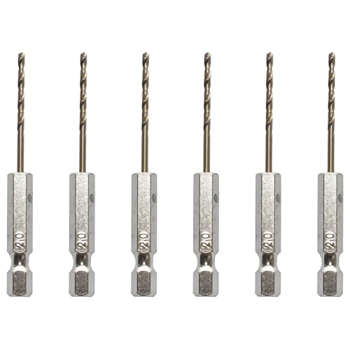 Bamyli Lot de 6 forets à tige hexagonale de 6,35 mm en acier avec revêtement en titane pour marbre, verre, céramique, carrelage, métal, bois (2 mm)