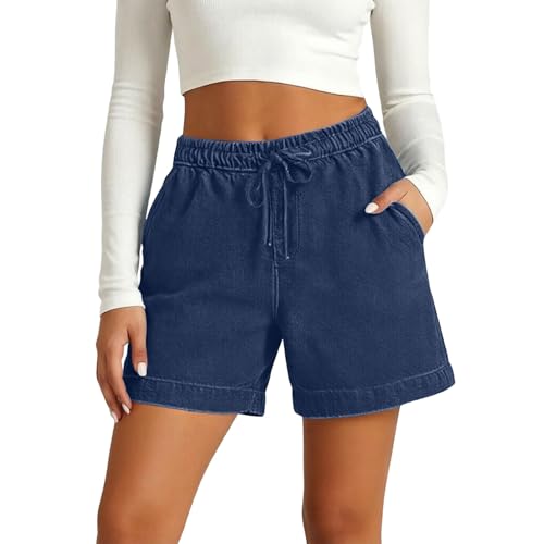Short décontracté haute élastique pour femme avec cordon ample