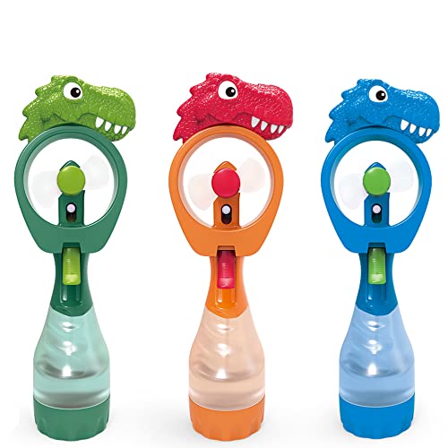 Image of Winston Trading 1 Dinosaur Portable Water Bottle Mister Spray Bottle Cooling Kids Cute Animal Fan Handheld Mist Abanico de Agua Multi-Color