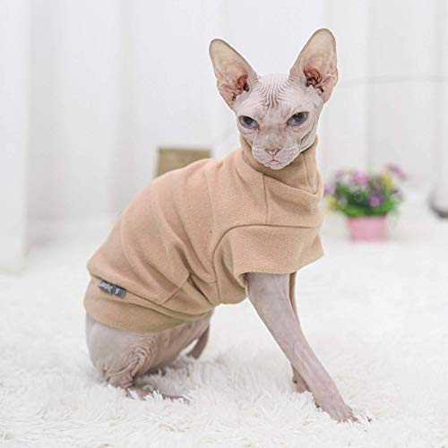 Small Dogs Fleece Dog Sweatshirt - Cold Weather Hoodies Spring Soft Vest Thickening Warm Cat Sweater Puppy Clothes Sweater Winter Sweatshirt Pet Pajamas For Small Dog Cat Puppy (Medium, Beige) #TOP4