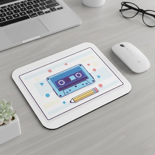 Image of Premium Non-Slip Mouse Pad | Smooth Surface for Optical & Laser Mice | Anti-Skid Rubber Base | Office, Home & Gaming | Retro Cassette Design