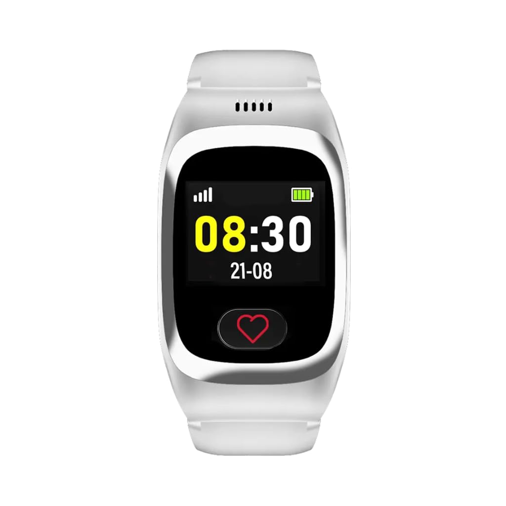 James B8 Notruf- & Sicherheitsuhr für Senioren (Weiss) mit GPS, Sturzerkennung, SOS-Knopf, Pulsmessung & Gesundheitsfunktionen, Familien-App, lauter Alarm, inkl. SIM-Karte & 2 Gratis-Monate Tarif