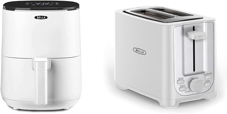 BELLA 3 Qt Touchscreen Air Fryer Oven and 5-in-1 Multicooker & 2 Slice Toaster with Auto Shut Off – Extra Wide Slots & Removable Crumb Tray and Cancel